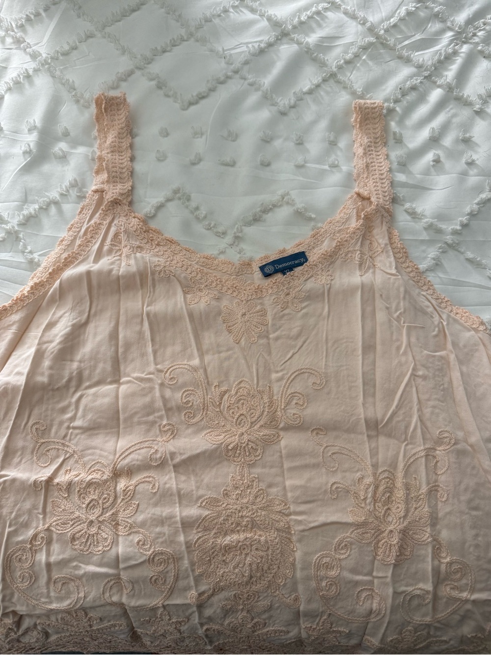 Democracy light peach color lace tank